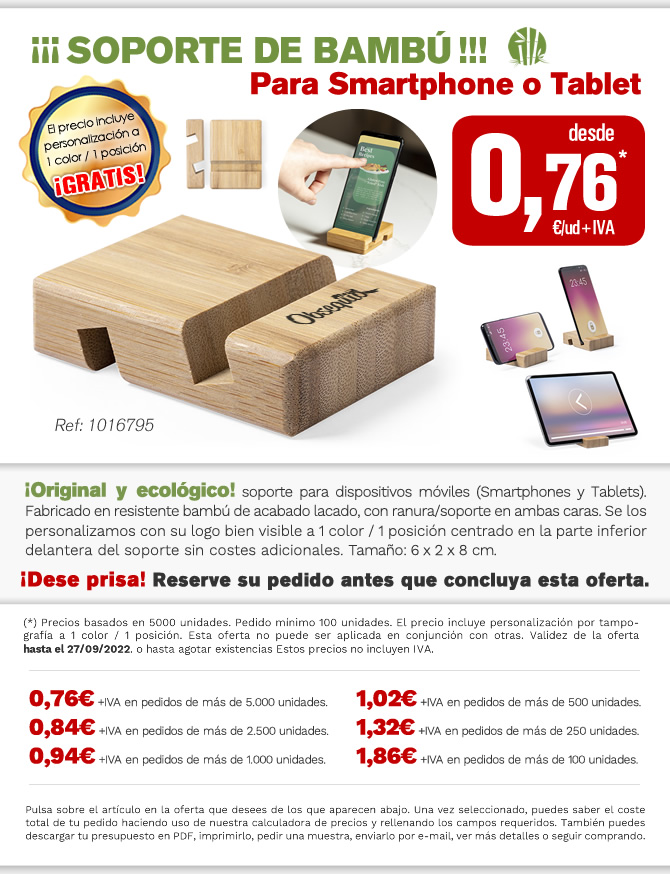Oferta en Soporte de Bambú para Smartphone