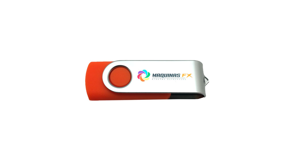 Memoria USB personalizada de color naranja con twist metálico