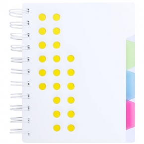 Libreta con diseño de cubiertas perforado y marcadores de color