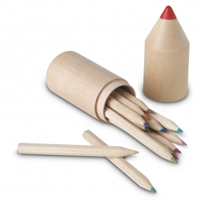 12 lápices en caja madera