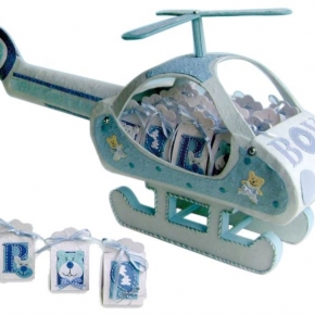 Expositor Helicoptero Baby Azul + 16 Cajitas Baby Azul