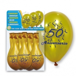 Set 8 Globos Oro "50 Aniversario"