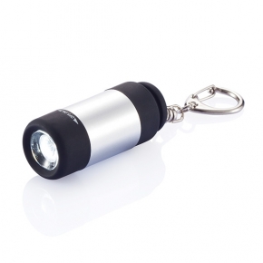 Linterna llavero LED recargable con USB, plata