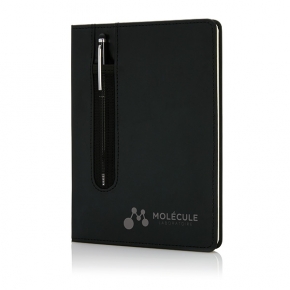 Libreta A5 Deluxe con bolígrafo, negro