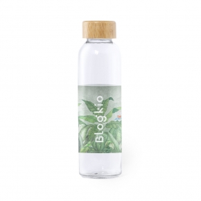 Botella de cristal con tapón de bambú