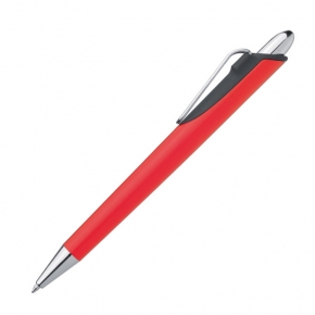Bolígrafo fabricado en plástico con clip metálico.