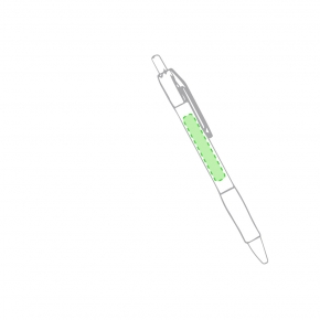 Bolígrafo de plástico blanco con clip y goma de color