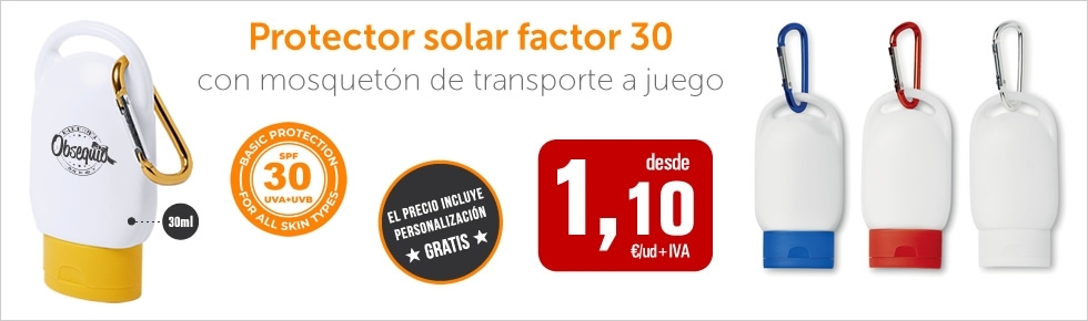 Oferta en Protector solar SPF 30 con mosquetón