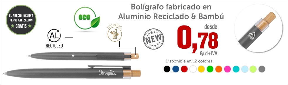 Oferta en Bolígrafos de aluminio reciclado y bambú