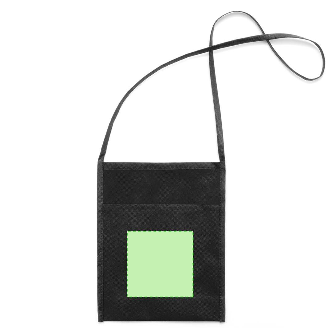 Portatodo de non-woven con bolsillo de gran capacidad, ribetes y cinta para hombro en colores alegres