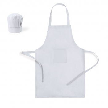 Set infantil delantal y gorro cocina non-woven colores vivos bolsillo