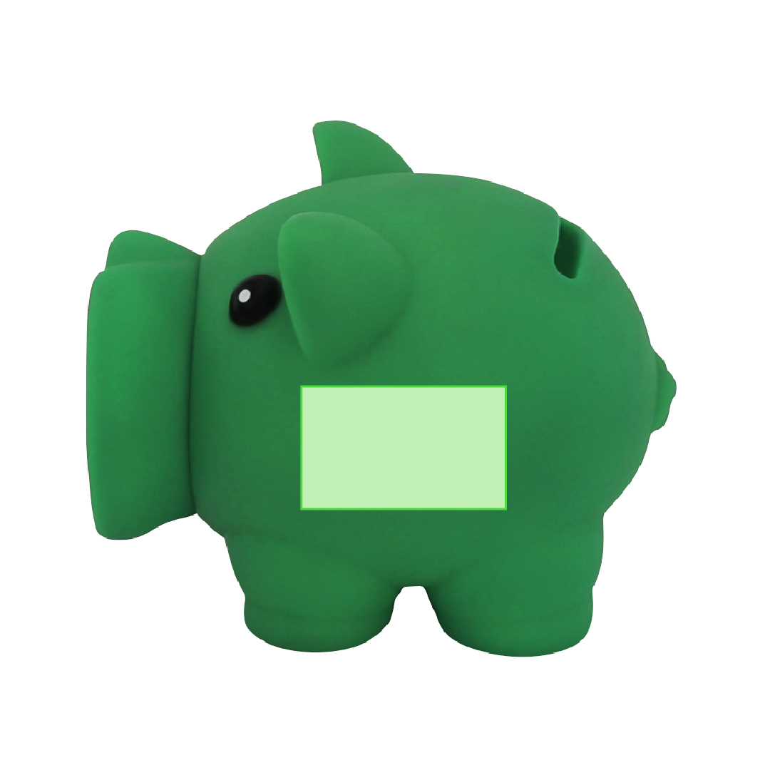 Hucha cerdito de PVC acabado goma en colores vivos