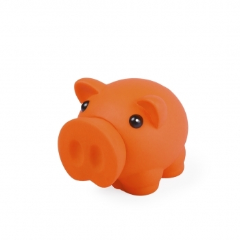 Hucha cerdito de PVC acabado goma en colores vivos