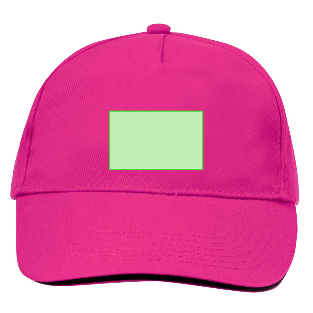 Gorra 5 paneles de algodón peinado con sandwich en color, visera acolchada y cierre de velcro