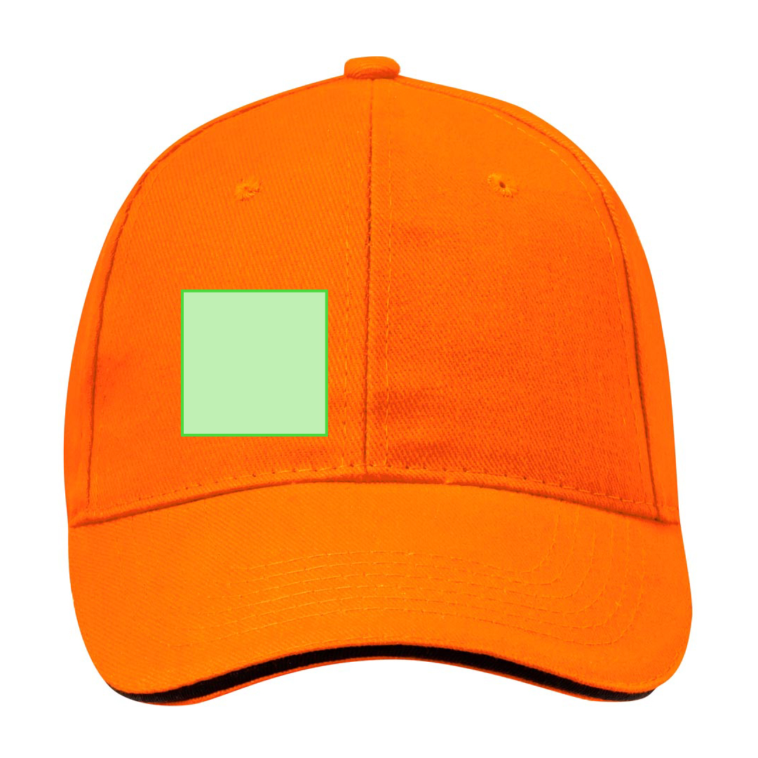 Gorra 6 paneles de algodón peinado con sandwich en color, visera acolchada y cierre de velcro