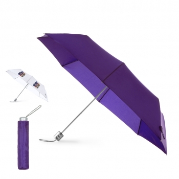Paraguas plegable de poliéster 190T con varillas plateadas y mango ergonómico con cinta — funda a juego, sublimable