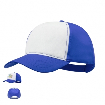Gorra trucker 5 paneles de poliéster con panel frontal blanco para sublimación y cierre de velcro
