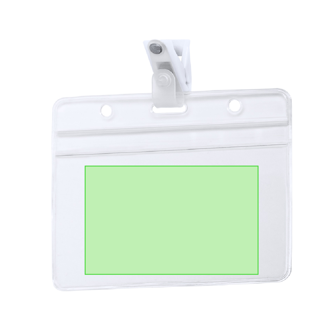 Identificador de PVC troquelado con clip de fijación blanco en diseño horizontal y vertical