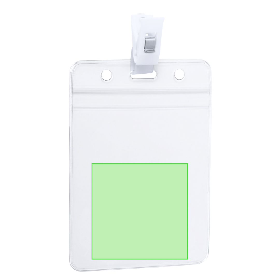 Identificador de PVC troquelado con clip de fijación blanco en diseño horizontal y vertical