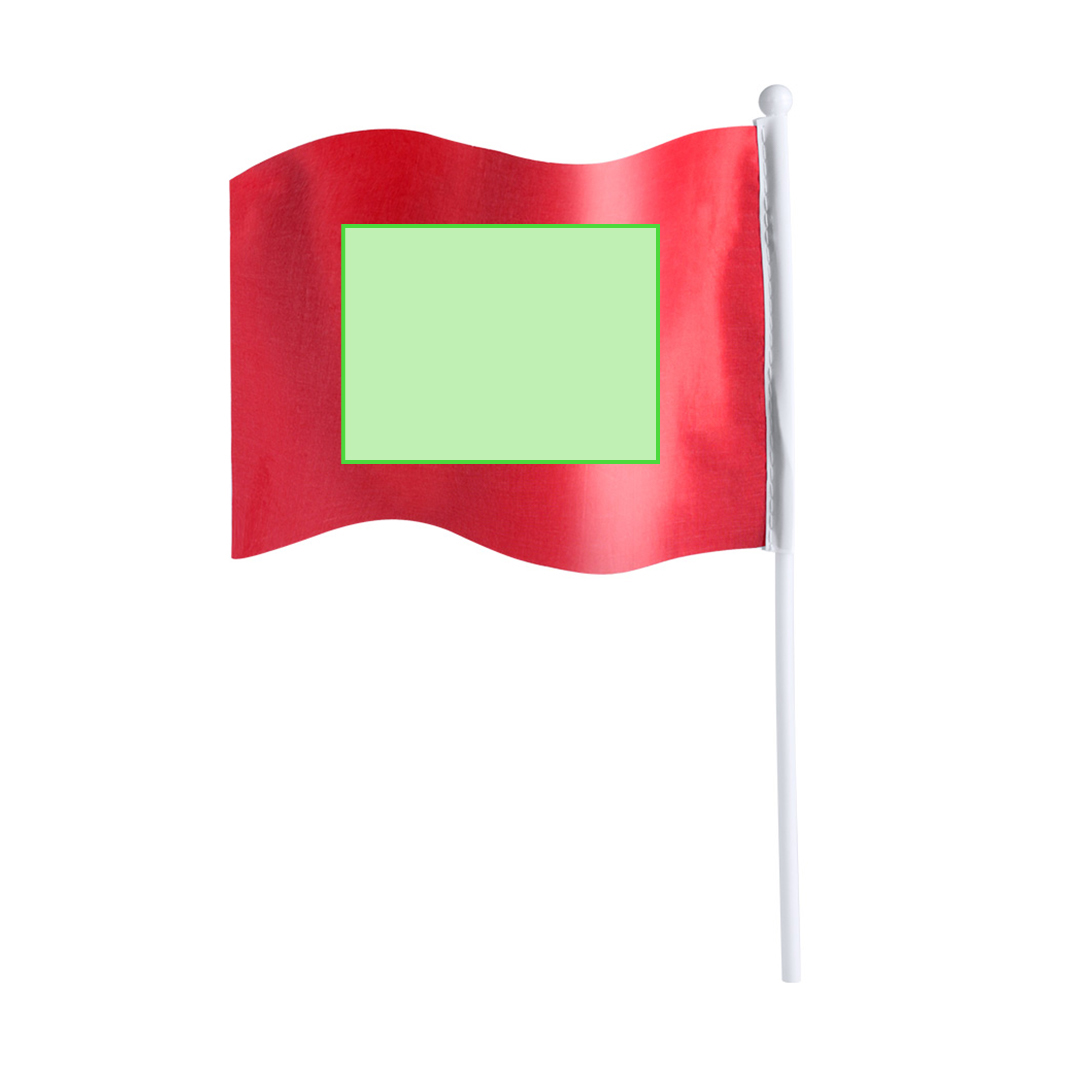 Banderín de poliéster 170T con mástil de 30 cm y bandera de 20x13,5 cm en extensa gama de colores