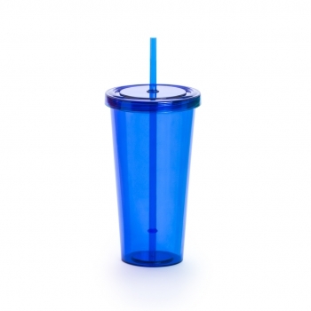 Vaso con tapa a rosca y pajita a juego 750 ml