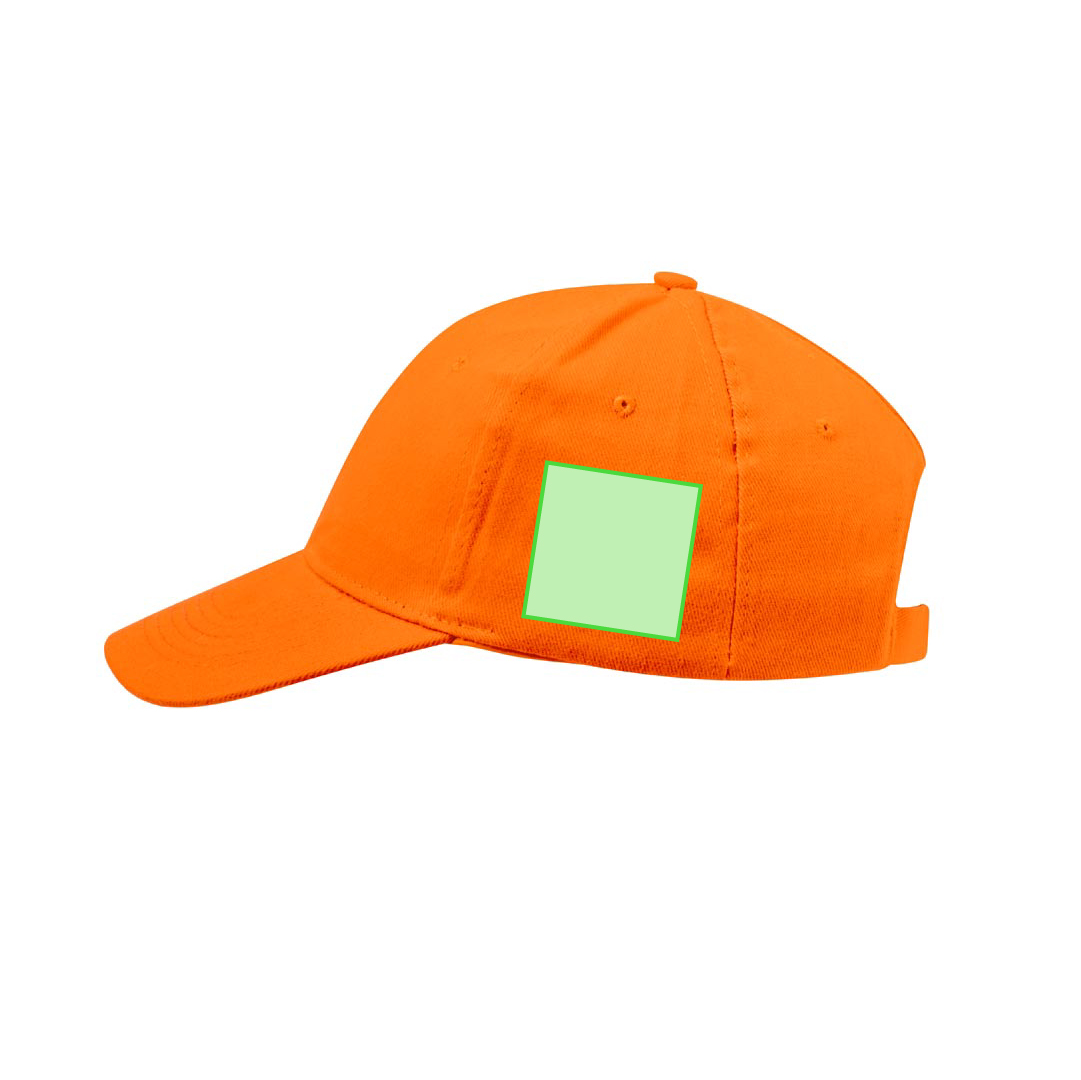 Gorra 6 paneles de algodón peinado con visera acolchada, ventilación bordada y cierre de velcro