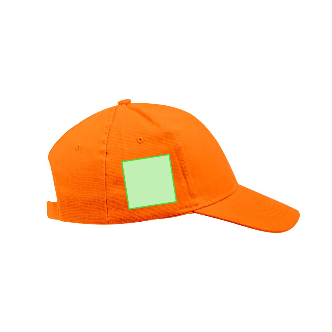 Gorra 6 paneles de algodón peinado con visera acolchada, ventilación bordada y cierre de velcro