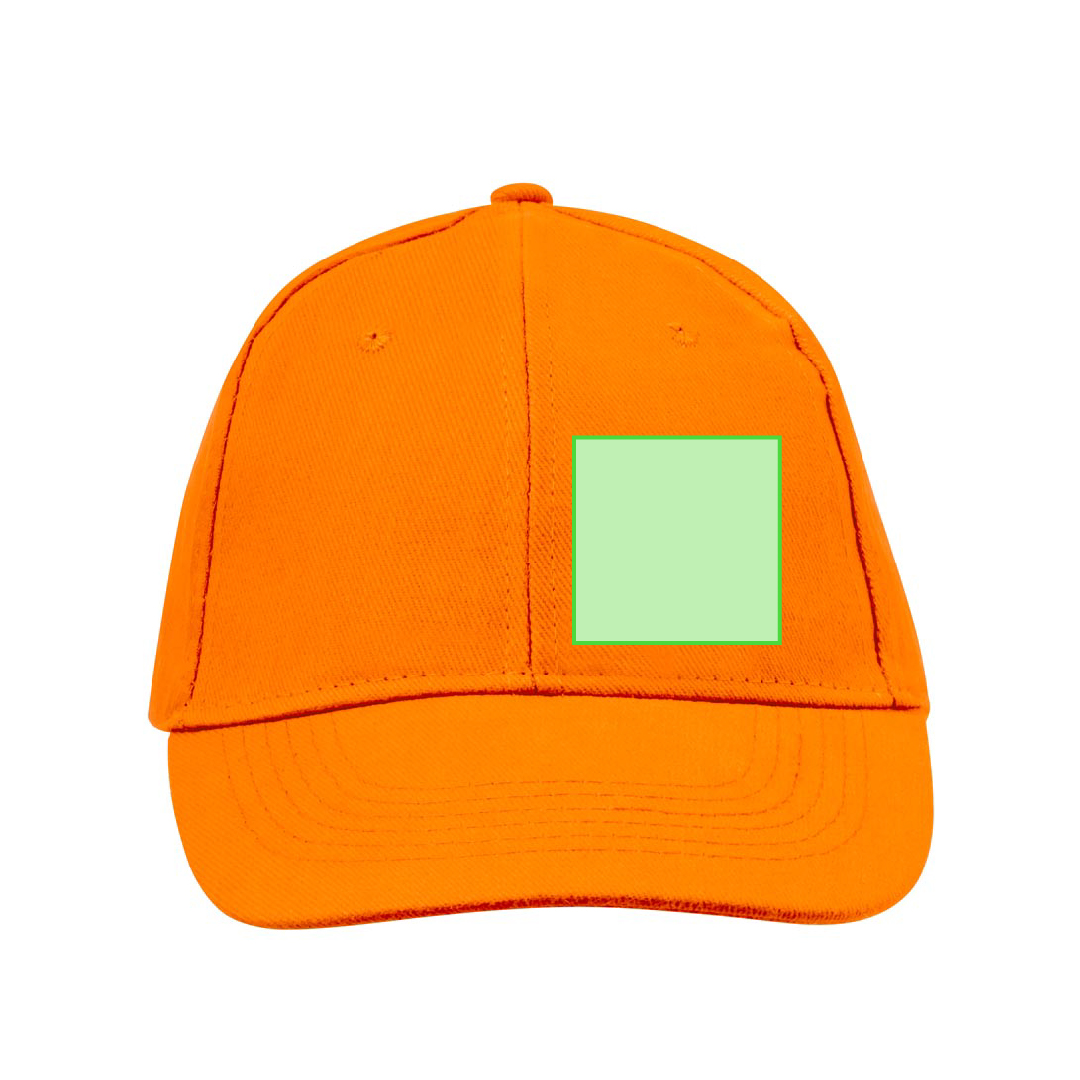 Gorra 6 paneles de algodón peinado con visera acolchada, ventilación bordada y cierre de velcro