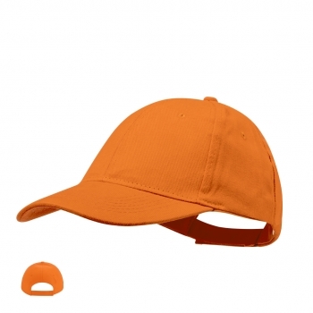 Gorra 6 paneles de algodón peinado con visera acolchada, ventilación bordada y cierre de velcro