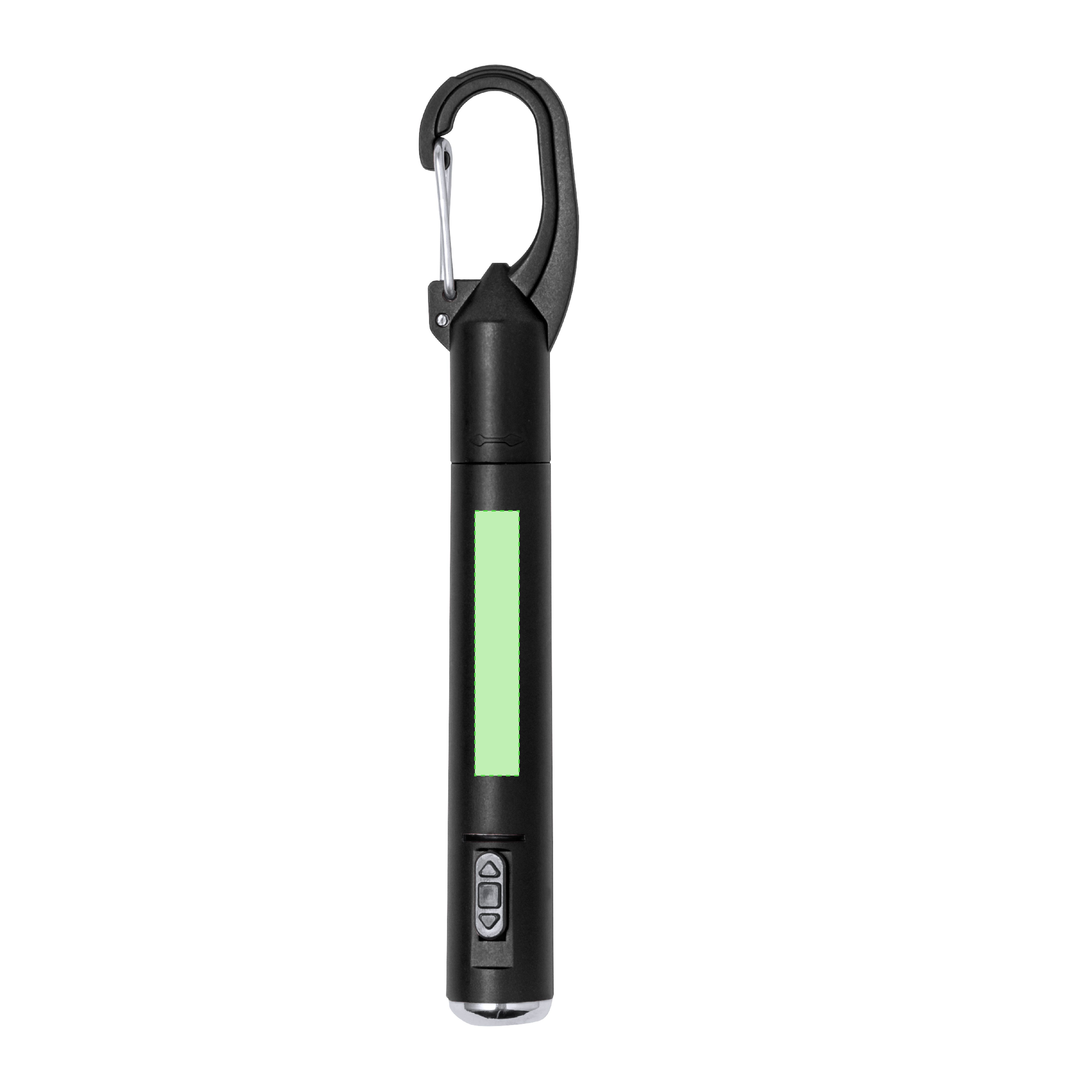 Bolígrafo linterna LED con cuerpo metalizado y mosquetón pilas incluidas