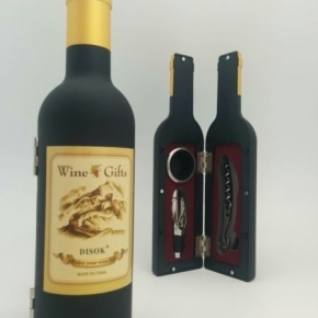 Set 3 Piezas Forma Botella Vino En Caja Regalo