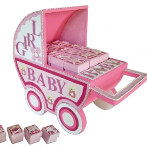 Expositor Carro Baby rosa + 24 Cajitas Baby Surtidas