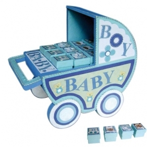 Expositor Carro Baby Azul + 24 Cajitas Baby Surtidas