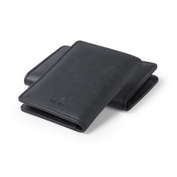 Tarjetero de polipiel negra con protección RFID y 8 compartimentos