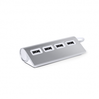 Hub USB de aluminio con 4 puertos USB 2.0 para transferencia de archivos