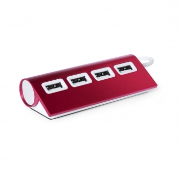 Hub USB de aluminio con 4 puertos USB 2.0 para transferencia de archivos