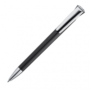 Bolígrafo con largo clip cromado.