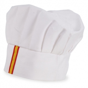 Gorro de cocinero blanco con bandera de España