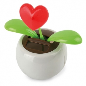 Maceta Eco solar con flor con forma de corazón