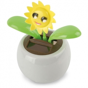 Maceta Eco solar con flor con forma de girasol