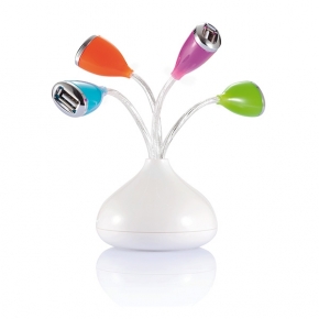 Flor 4 puertos USB con luz LED, blanco