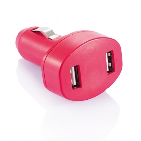 Cargador USB doble para coche, rojo