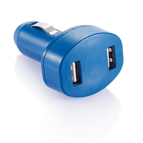 Cargador USB doble para coche, azul
