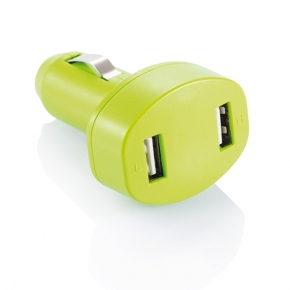 Cargador USB doble para coche, verde