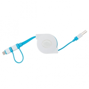 Cable retráctil 2 en 1, azul