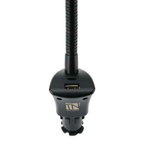 Cargador USB para coche con soporte para teléfono, negro