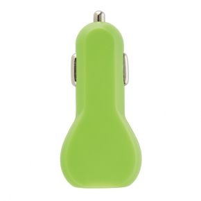 Cargador USB para coche, verde