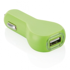 Cargador USB para coche, verde
