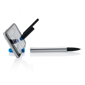 Bolígrafo con soporte para teléfono, azul