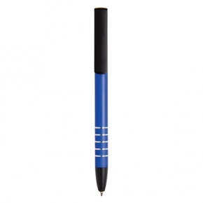 Bolígrafo touch de aluminio con soporte para teléfono, azul